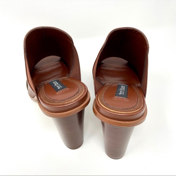 🆕 NIB White House Black Market Caylee Brown Leather Mule Peep-Toe Block Heel 10 - Picture 10 of 13